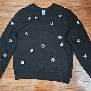 Disney Unisex Black Crewneck Sweater with Mickey Motifs